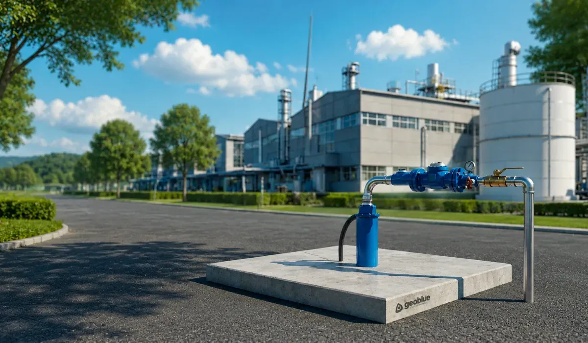 Poço tubular profundo artesiano perfurado pela Geoblue para abastecimento industrial